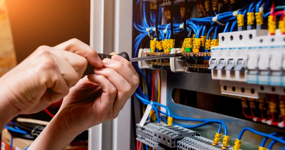 Borne électrique près de Croix
